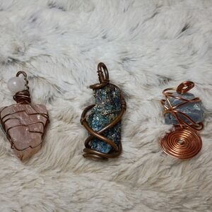 Source Unknown Copper Wire Wrapped Stone Necklaces